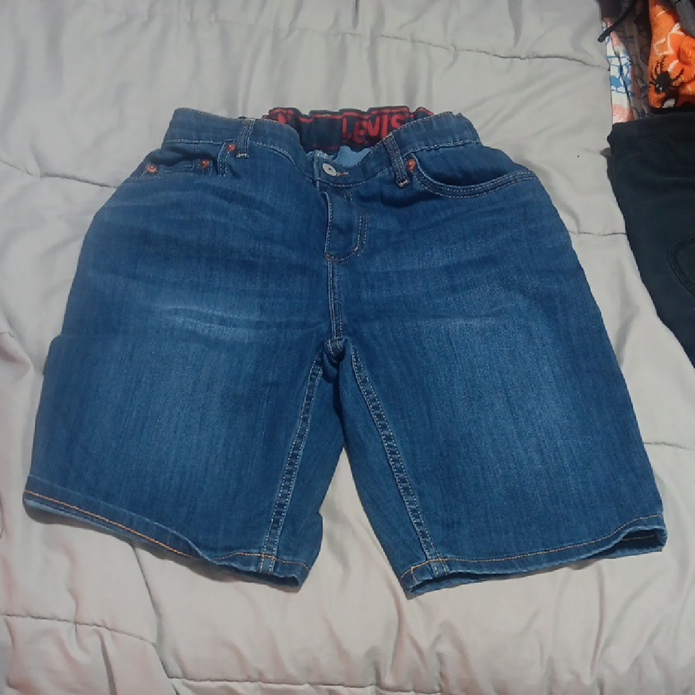 Levi's Dark Blue Denim Shorts with Orange Stitching